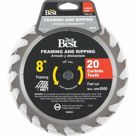 ALL-SOURCE 8 In. 20-Tooth Framing & Ripping Circular Saw Blade 415511DB